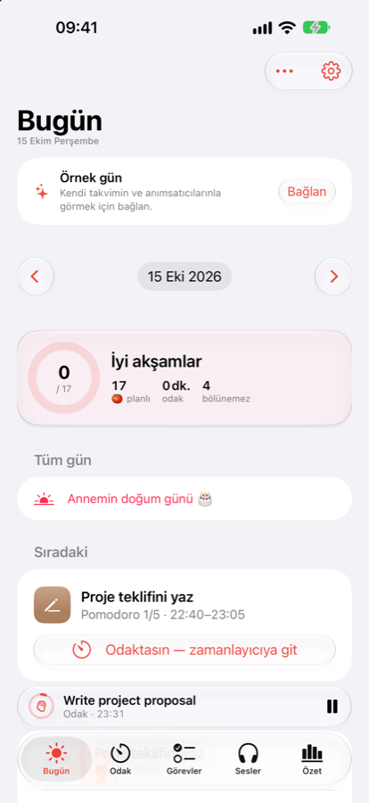Bugünün planı